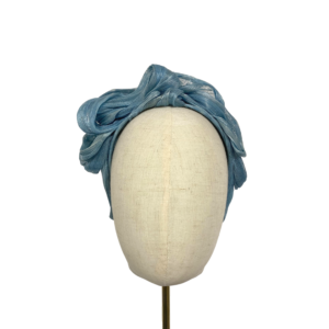 Cobalt Blue Lace and Silk Embellished Headpiece - Jenny Roberts