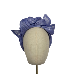 New cobalt blue silk abaca popular loop fascinator with a flower and on a headband